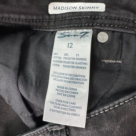 Seven 7 Madison Skinny jeans Women's Black Denim Size 12 - Picture 6 of 13